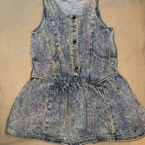 Denim Sleeveless Dress with Colorful Splatter